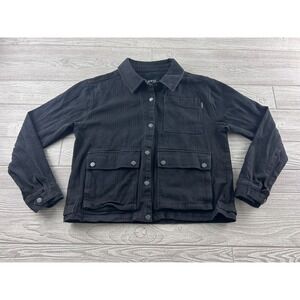 ATWYLD Womens Black Denim Jacket Pursuit of Speed Embroidered Large 12